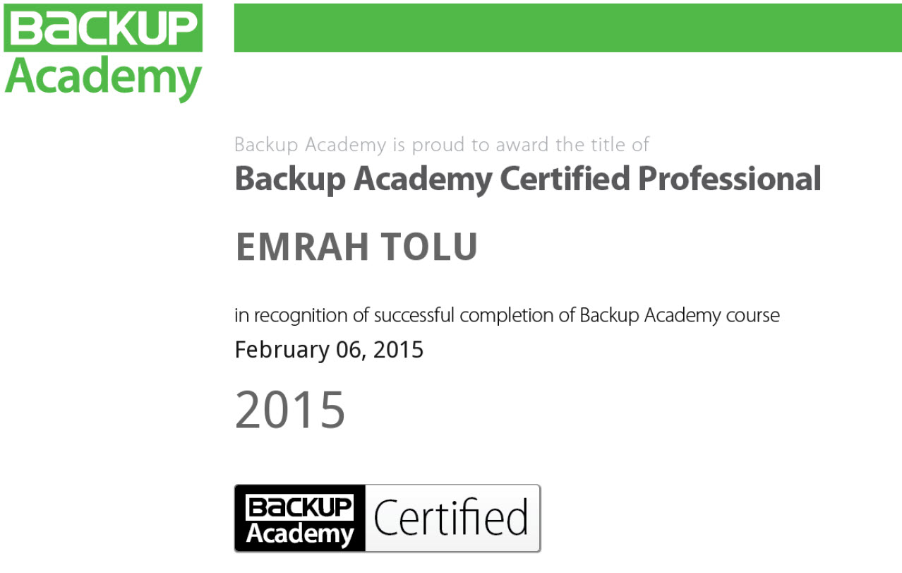 Backup Academy Veeam Backup  Sertifikam