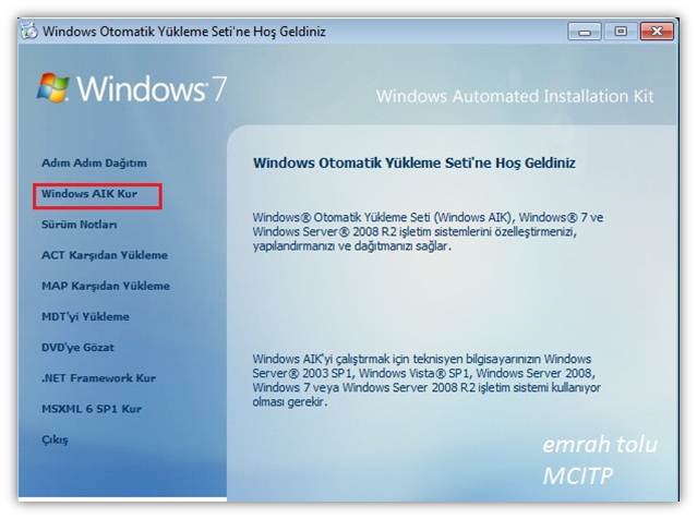 Windows 7 katılımsız kurulum