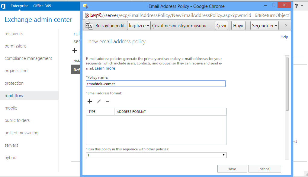 Exchange Server 2013 E-Mail AdressPolicies İşlemleri