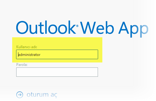 Exchange Server 2013 Owa-Giriş biçimi Kullanıcı adı değiştirilmesi