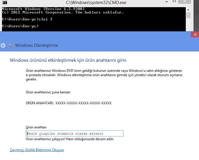 Windows 8 aktivasyon hata çözümü 0x8007007B